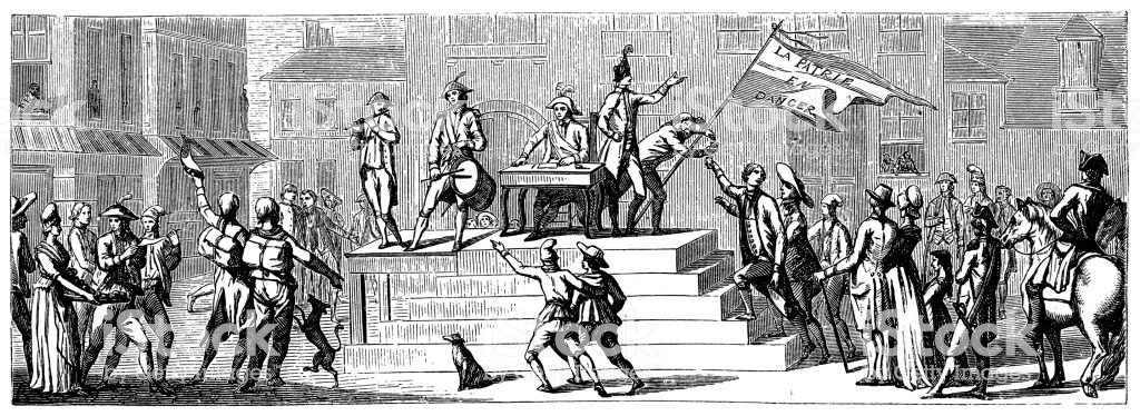 Illustration of a Position of the volunteers in French revolution