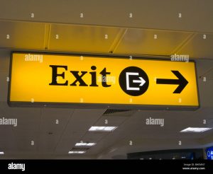 exit-sign-at-gatwick-airport-uk-BHEMN7