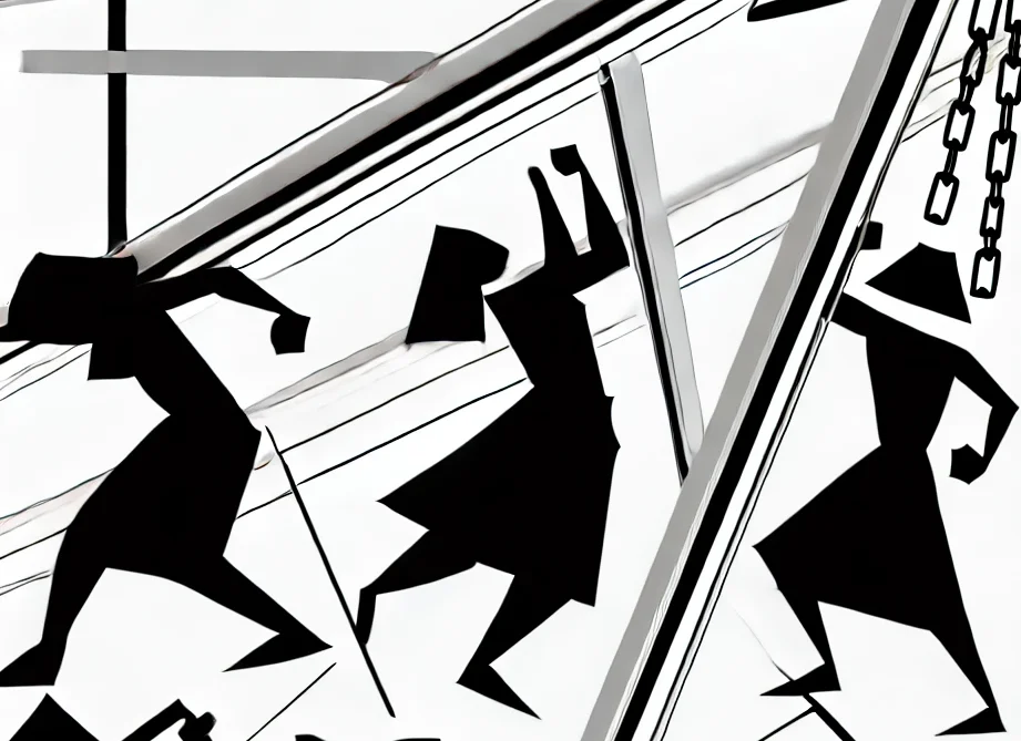 DALL·E-2024-07-09-14.56.39-A-black-and-white-minimalist-expressionist-style-illustration-representing-womens-struggle-for-equality-throughout-history.-The-image-features-simpl-e1720526301785
